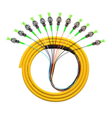 acheter PVC LSZH HXCOWO ST APC Connecteur SM MM 12 Noyau 1M ou Longueur personnalisée Pigtail en fibre optique fabrication en ligne