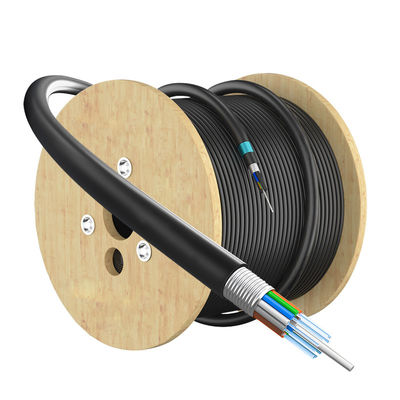 2-288 Cœur GYTA à conduit extérieur Coaxial Direct Burial Cable à fibre optique pour SM MM Communication Jacket PE noir