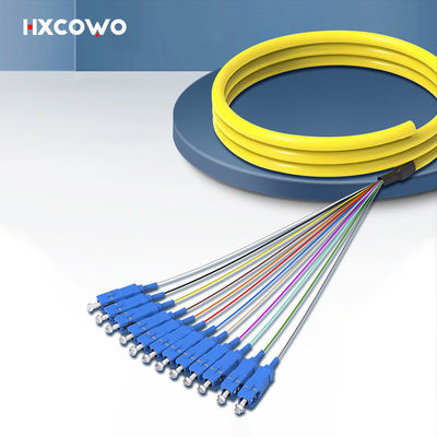 HXCOWO SC Fanout SM 12 Core Fiber Optic Bundle Pigtail PVC LSZH Wavelength 850nm/1310nm/1550nm