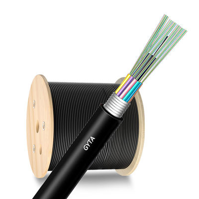 Câble de fibre optique blindé extérieur avec une ouverture numérique de 0,200 ± 0,015 NA, 12 cœurs et un élément de renforcement central en fil d'acier